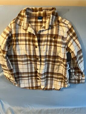 Old Navy Brown & Cream Plaid Button-Down Shirt